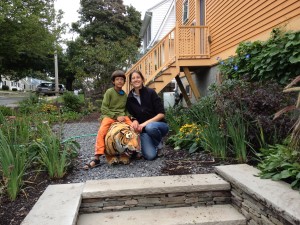 Outside the new house in Medford